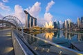 Singapore,Singapore Ã¢â¬â May 7 2016 : Aerial view of Singapore city skyline in sunrise or sunset at Marina Bay, Singapore Royalty Free Stock Photo